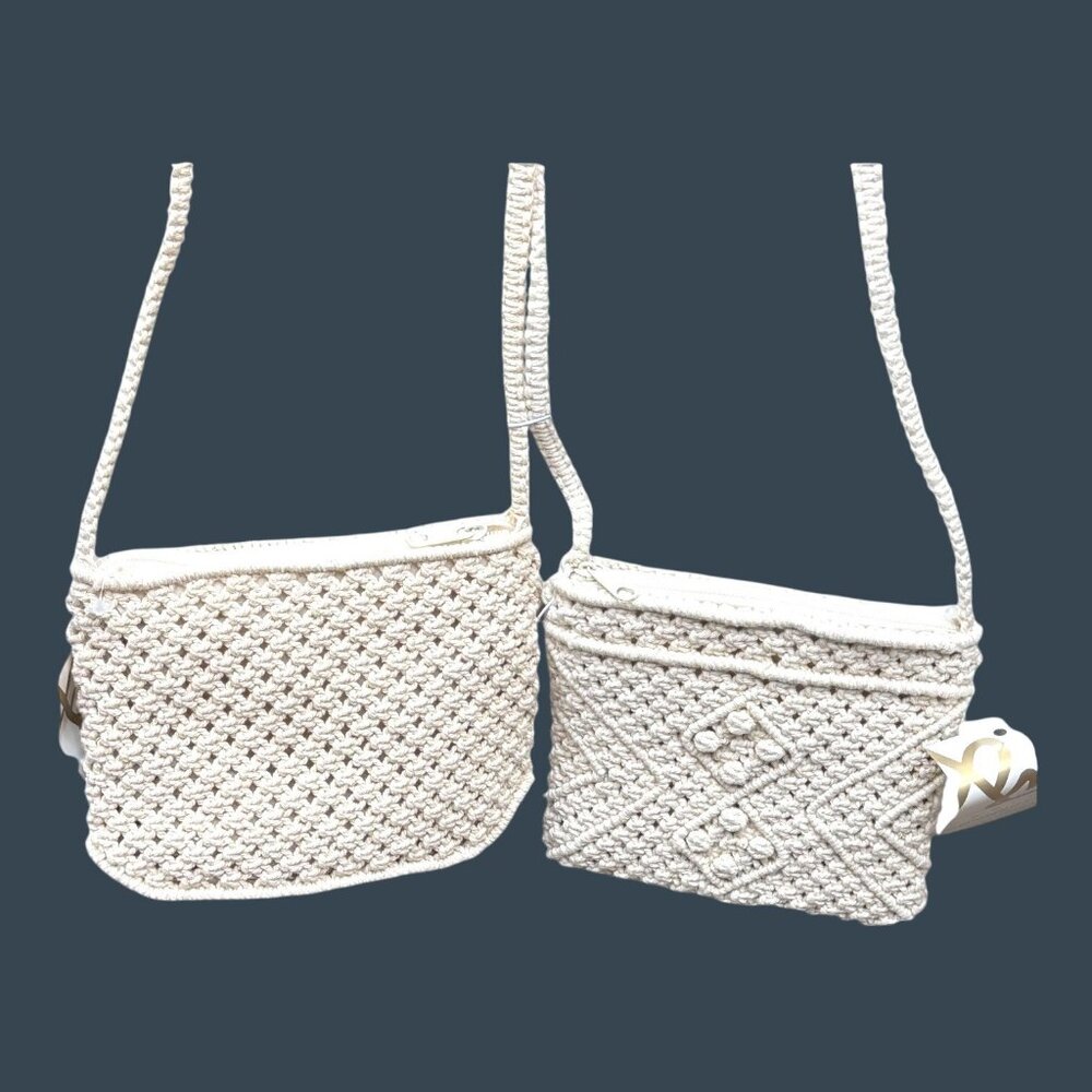 Pacific Connections Macrame Crossbody Bag Woven Shoulder Purse California Lot